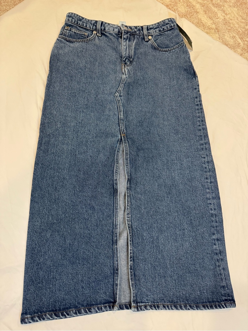 H&M Blue Straight-Leg Jeans Skirt with Front Slit